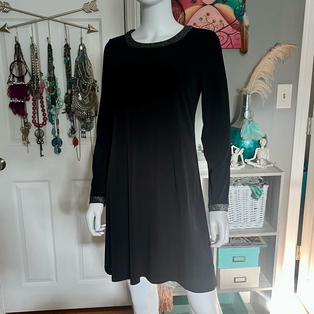 Michael Kors Elegant Black Long Sleeve Dress